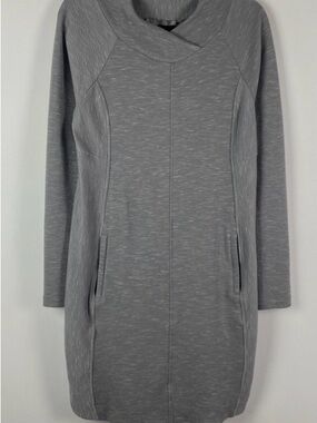 Prana Gray Long-Sleeve Textured Cowl Dress